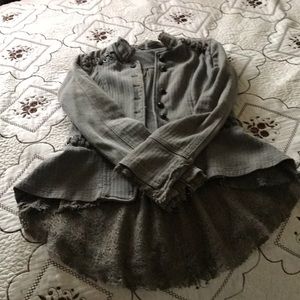 🎉FreePeople Victorian Lace-Up Olive Green Blazer